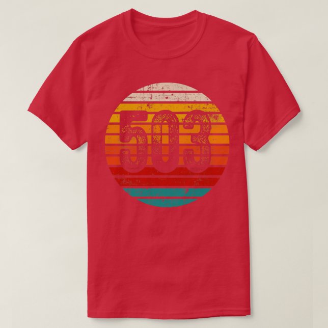 Distressed Vintage Sunset 503 Area Code T-Shirt (Design Front)