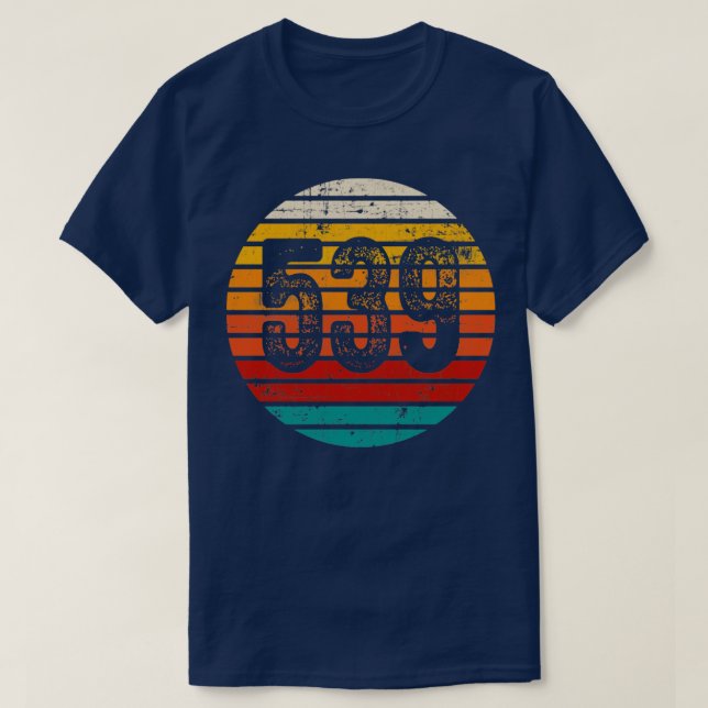 Distressed Vintage Sunset 539 Area Code T-Shirt (Design Front)
