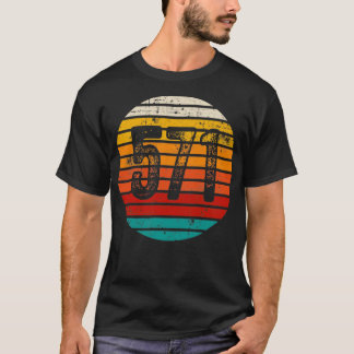 Distressed Vintage Sunset 571 Area Code T-Shirt
