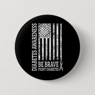 Distressed Vintage Usa Flag Diabetes Awareness  6 Cm Round Badge