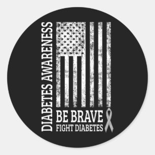 Distressed Vintage Usa Flag Diabetes Awareness Classic Round Sticker