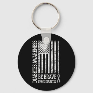 Distressed Vintage Usa Flag Diabetes Awareness Key Ring