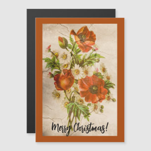 Distressed Vintage Victorian Botanical Red Poppy