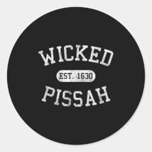 Distressed Vintage Wicked Ah Boston Ma Gag Bostoni Classic Round Sticker