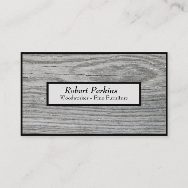 Distressed Vintage Wood Grain Woodworker Business Card (Front)