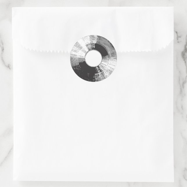 Distressed Vinyl Record Classic Round Sticker (Bag)