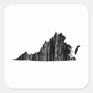 Distressed Virginia State Outline Square Sticker