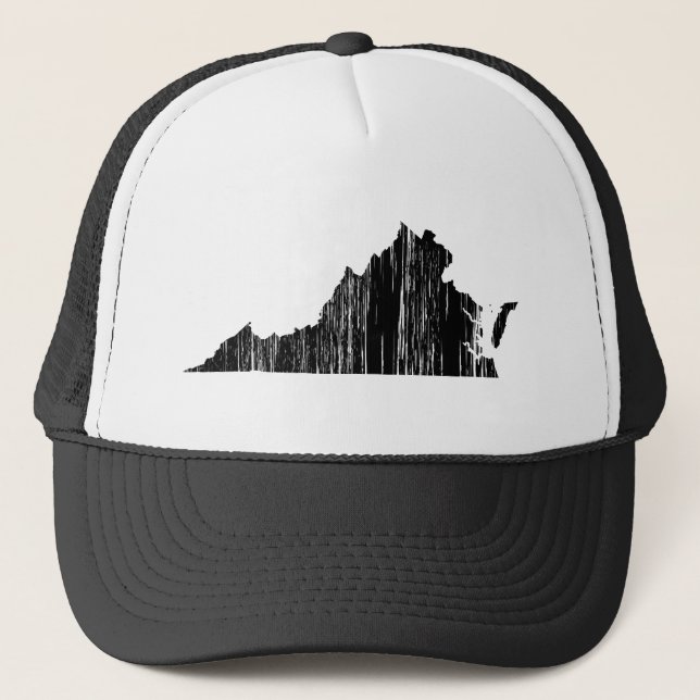 Distressed Virginia State Outline Trucker Hat (Front)