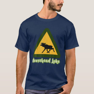 Distressed Visit Maine Moosehead Lake Moose Crossi T-Shirt