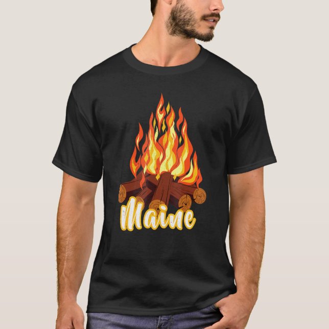 Distressed Visit Maine Vacation Camping Camp Bon F T-Shirt (Front)