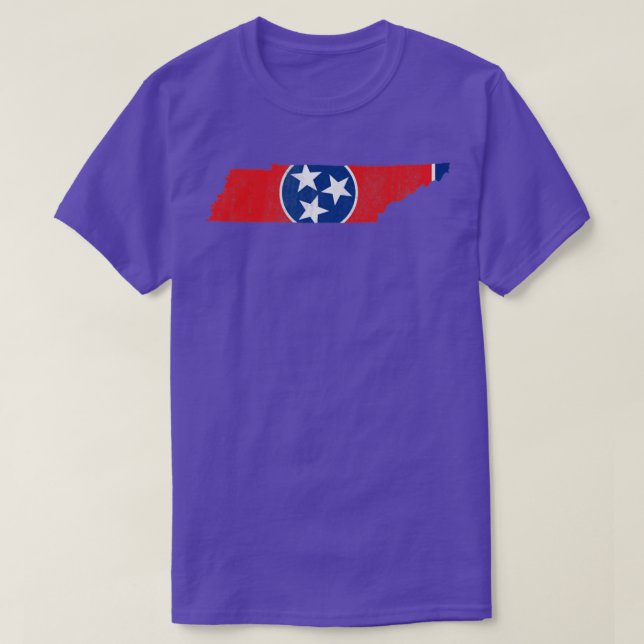 Distressed Volunteer State Tennessee Flag Map  T-Shirt (Design Front)