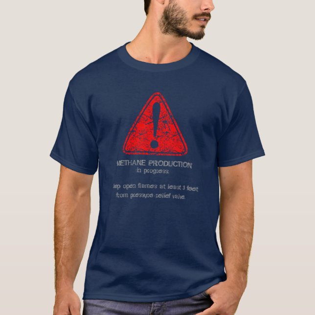 Distressed Warning! Methane production 5 (Front) T-Shirt (Front)