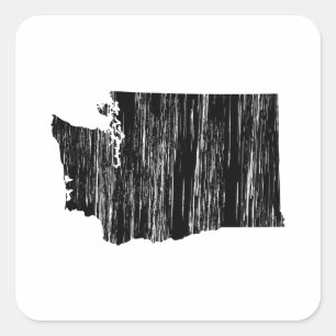 Distressed Washington State Outline Square Sticker