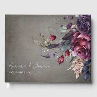 Distressed Watercolor Floral Wedding Guest Book
