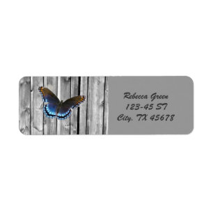 Distressed Weathered Wood farmhouse Blue butterfly