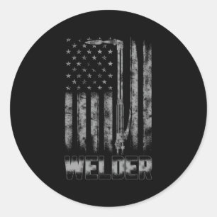 Distressed Welder American Flag Usa Patriotic Weld Classic Round Sticker