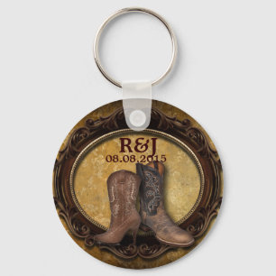 distressed western country cowboy wedding favor key ring