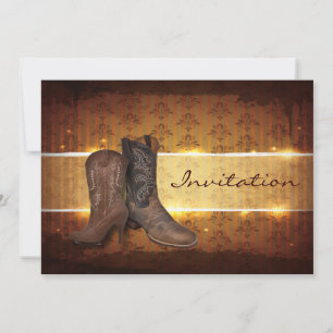 distressed western country cowboy wedding invitation