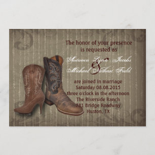 distressed western country cowboy wedding invitation