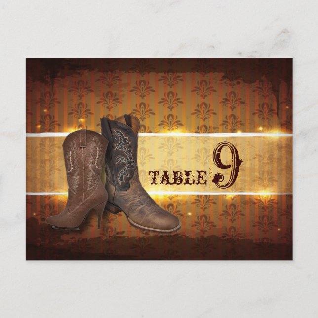 distressed western country wedding table numbers postcard (Front)