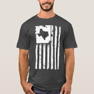 Distressed White American Flag with Texas map T-Shirt