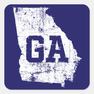 Distressed White Georgia State Map Sticker