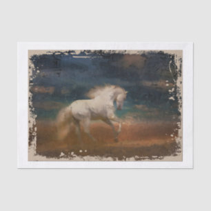 Distressed White Horse Abstract Painting  Tissue Paper