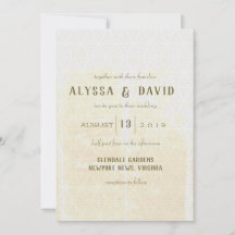 Distressed White Triangle and Ivory Wedding Invite