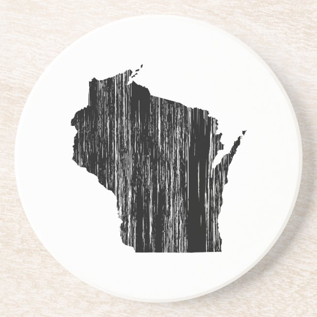 Distressed Wisconsin State Outline Coaster (Front)