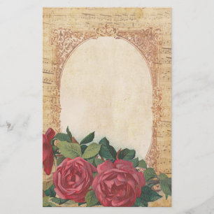 Distressed with Border of Roses and Musical Notes