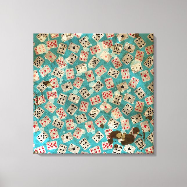 Distressed Wonderland Alice Pattern Canvas Print (Front)