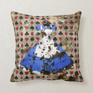 Distressed Wonderland Alice Pattern Cushion