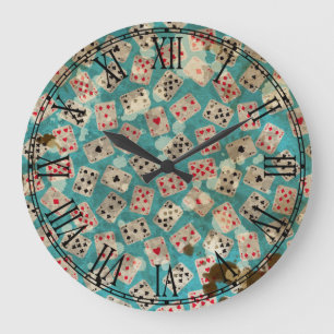 Distressed Wonderland Alice Pattern Large Clock