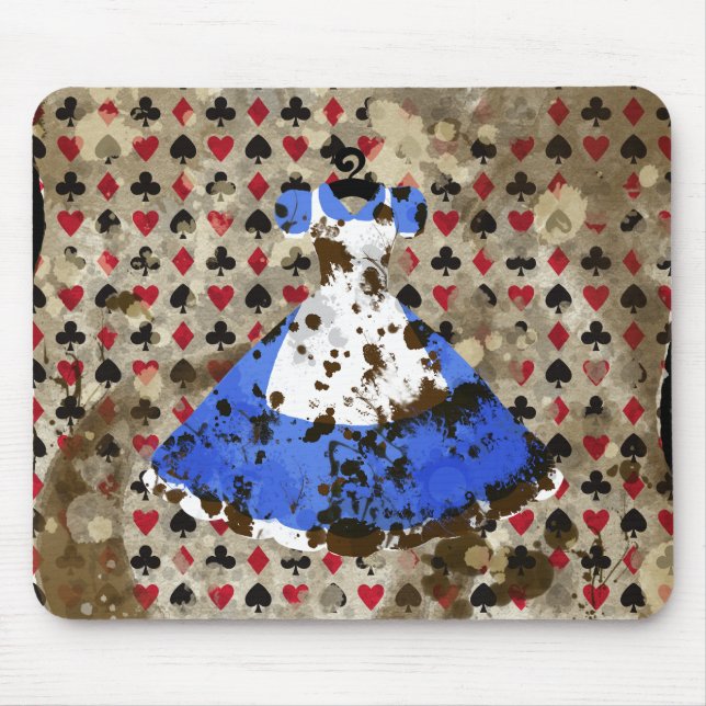 Distressed Wonderland Alice Pattern Mouse Mat (Front)