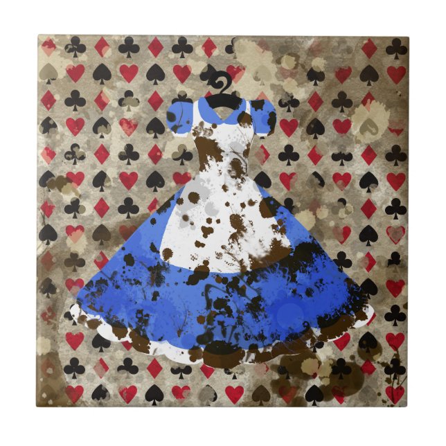 Distressed Wonderland Alice Pattern Tile (Front)