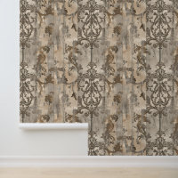Distressed Wood Damask Vintage