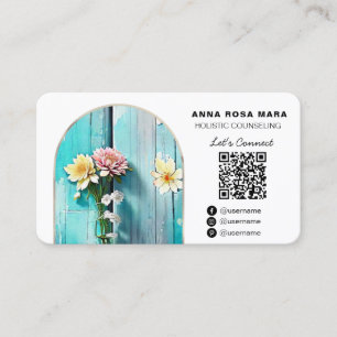 *~*  Distressed Wood Flowers Pastel AP49 Business Card
