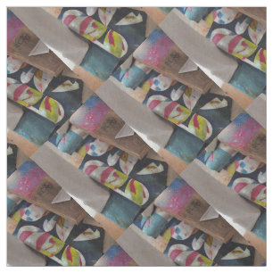 Distressed Wood & Graffiti Cotton Fabric