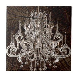 Distressed Wood Grain Primitive country Chandelier Tile