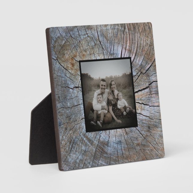 Distressed wood grain rustic tree ring pattern plaque (Front)