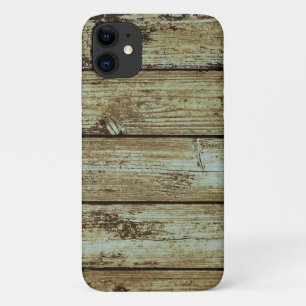 Distressed wood planks green moss iPhone 11 case