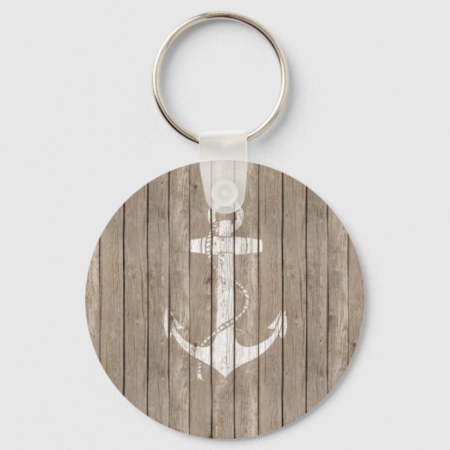 Distressed Wood with Anchor Key Ring (Front)