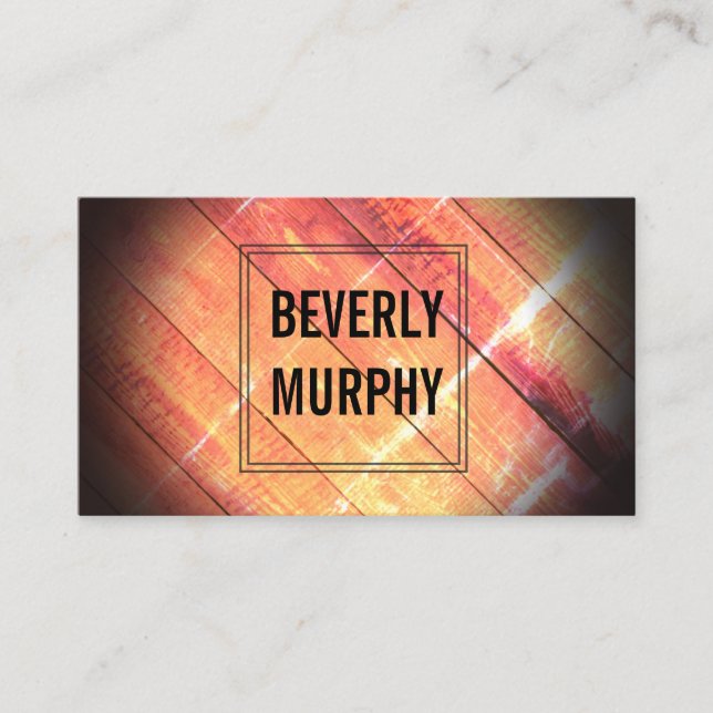 Distressed Wood with Embellishment and Vignette Business Card (Front)