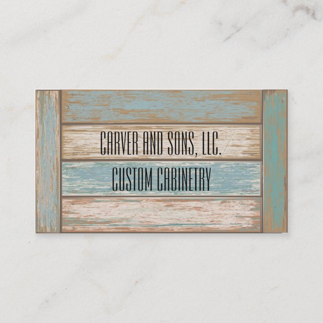 Distressed Wooden Business Cards (Front)