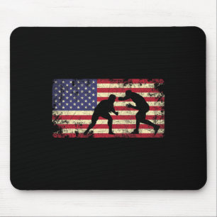 Distressed Wrestler Wrestling American Flag 4th Of Mouse Mat