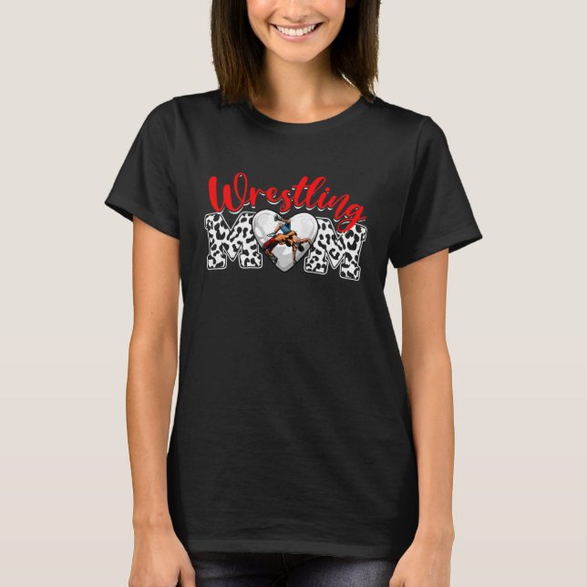 Distressed Wrestling Heart Wrestling Mom Mother s  T-Shirt (Front)