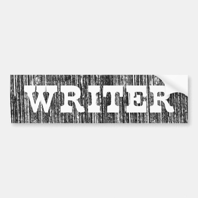 Distressed Writer Block Print Text Graphic Bumper Sticker (Front)