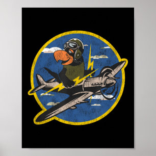 Distressed Ww2 Vintage Patch Fighter Pilot For War Poster