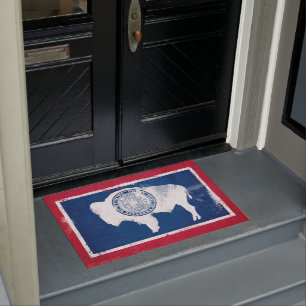 Distressed Wyoming State Flag Doormat