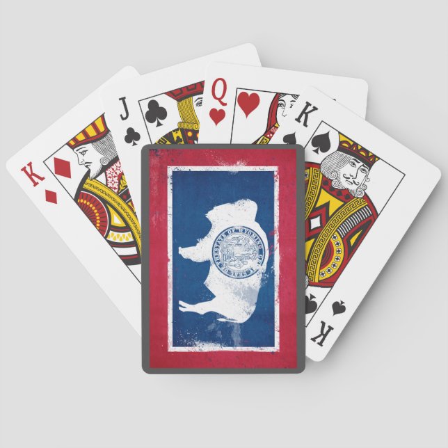 Distressed Wyoming State Flag Playing Cards (Back)